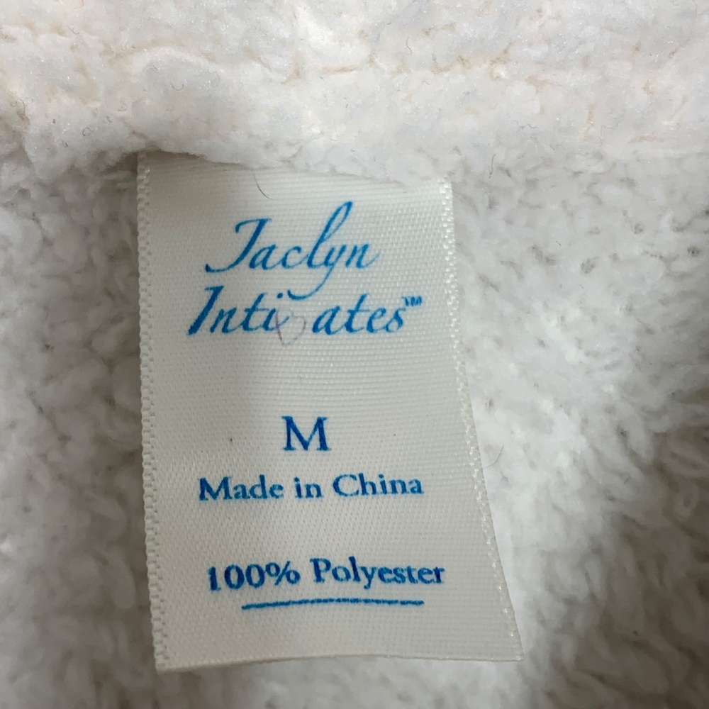 Jaclyn Intimates Women's Fleece Jacket Size M White Button Front Cozy Sherpa 100 - Picture 5 of 7